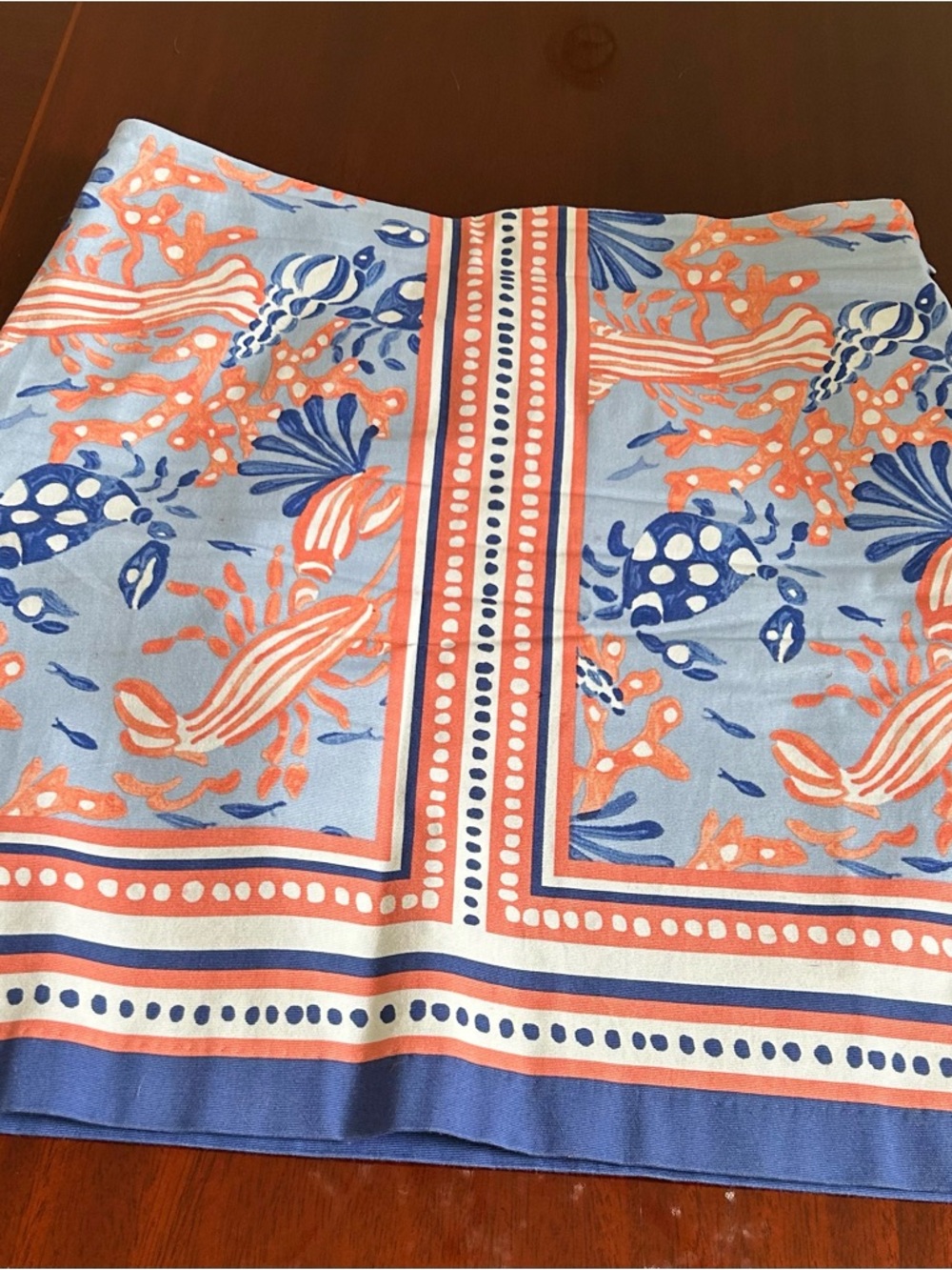 Talbots Pastel Blue and Peachy Floral Border A-Line Skirt 4P Lined skirt - Picture 2 of 7